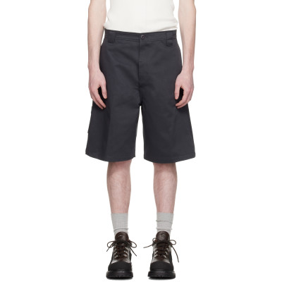 COOR — COOR Navy Cotton Blend Stitch Pointed Bermuda Shorts