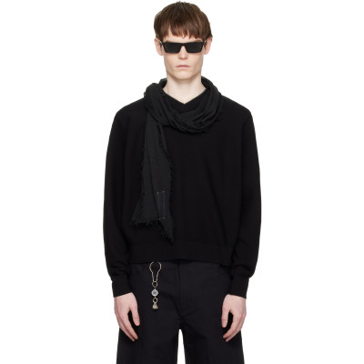 COOR — COOR Black V-Neck Merino Wool Layered Sweater