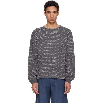 ERL — Gray Jacquard Long Sleeve Knit T-shirt