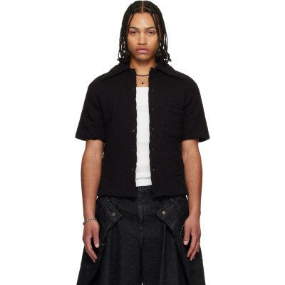 LU'U DAN — Black Wadded Shift Shirt