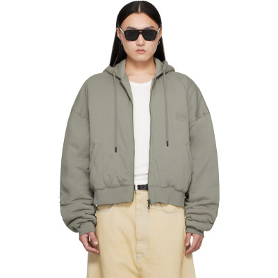 LU'U DAN — LU'U DAN Gray Wadded Hoodie