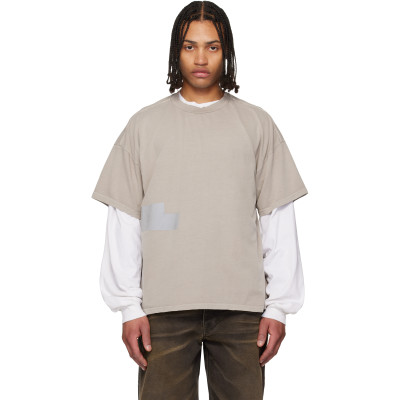 ALEXANDER DIGENOVA — Taupe Taped Patch T-shirt