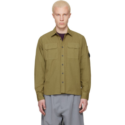 C.P. Company — Khaki Organic Gabardine Long Sleeve Lens Shirt