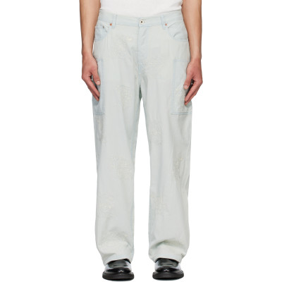 Kenzo — Blue Kenzo Paris 'KENZO Cartoon' Embroidered Cargo Pants