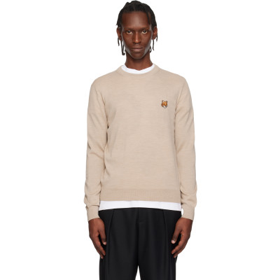 Maison Kitsuné — Beige Fox Head Merino Regular Sweater