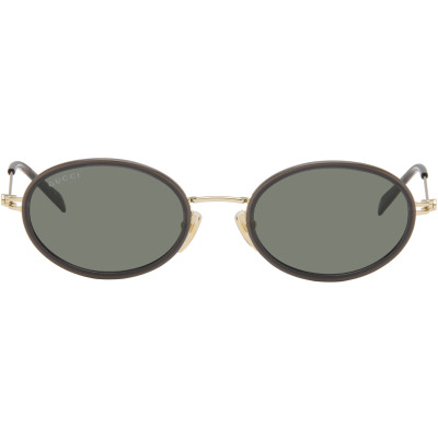Gucci — Gray & Gold GG Logo Tiny Sunglasses