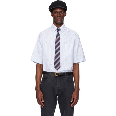 Valentino — Blue Cotton Oxford 'Le Chat De La Maison' Shirt