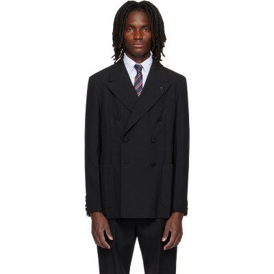 Valentino — Black Double-Breasted Wool Blazer