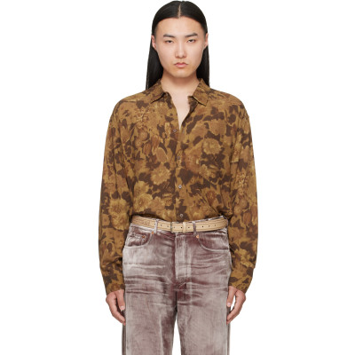 Magliano — Magliano Brown Dried Flowers Long Sleeve Shirt