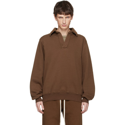 Les Tien — Brown Heavyweight Moto Back Polo