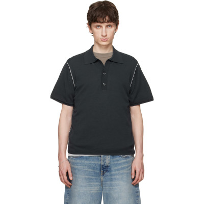 Won Hundred — Black Jonas Two Layer Knit Polo
