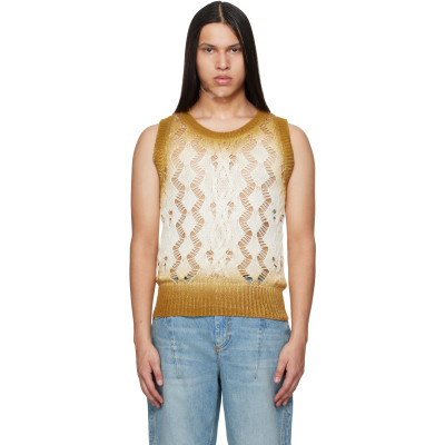 EGONlab — Tan & Off-White Textured Knit Tank Top