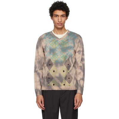 Kiko Kostadinov — Taupe Hatha V-Neck Knit Sweater