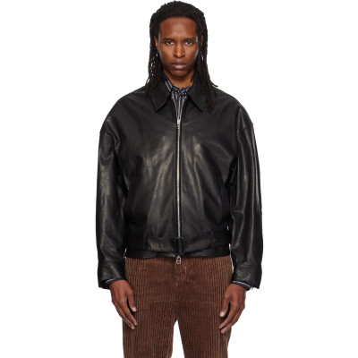 Soshiotsuki — SOSHIOTSUKI Black Oiled Leather Blouson Jacket