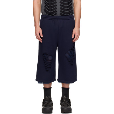AVAVAV — AVAVAV Navy Logo Cut-Out Sweat Shorts