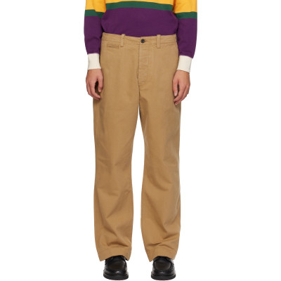 Drake's — Drake's Beige Cotton Officer’s Trousers