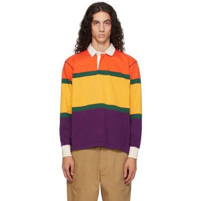 Drake's — Drake's Multicolor Multi Stripe Cotton Rugby Polo