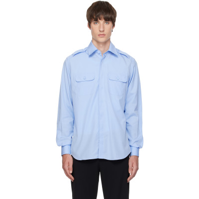 AARON ESH — AARON ESH Blue Military Shirt