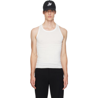 AARON ESH — AARON ESH Off-White Jersey Satin Trim Tank Top