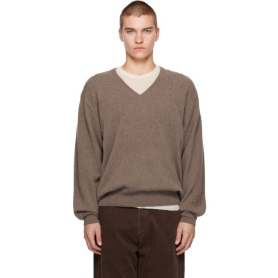 ssstein — ssstein Taupe Pure Cashmere V-Neck Sweater