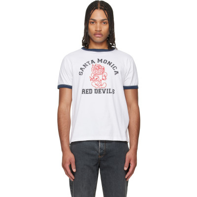 COÛT DE LA LIBERTÉ — COÛT DE LA LIBERTÉ White Weston SM 'Red Devils' Crew Ringer T-shirt
