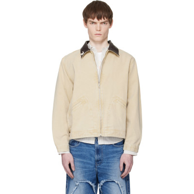 Carne Bollente — Carne Bollente Beige 'Moto Rabbit Rides Again' Denim Jacket