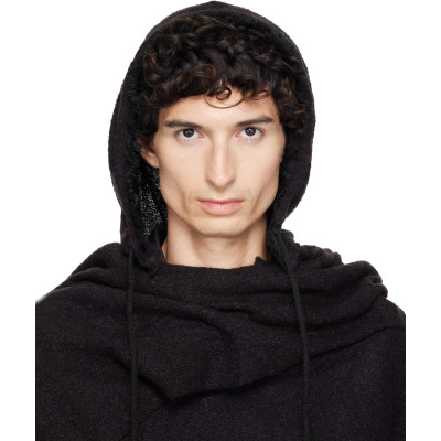 FFFPOSTALSERVICE — FFFPOSTALSERVICE SSENSE Exclusive Black Hooded Zip Scarf