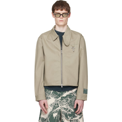 Reese Cooper — Reese Cooper Taupe Cotton Herringbone Work Jacket