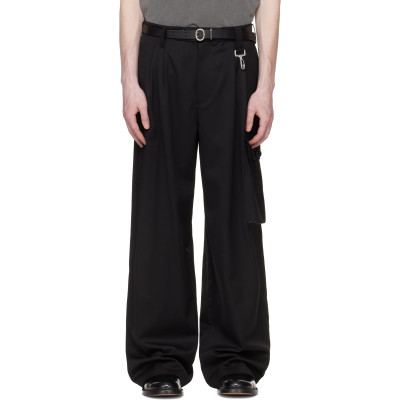 Reese Cooper — Reese Cooper Black Wool Pleated Cargo Pants