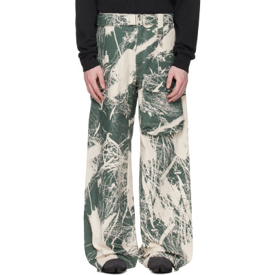 Reese Cooper — Reese Cooper Khaki & Off-White Duck Canvas Patch Pocket Belted Cargo Pants