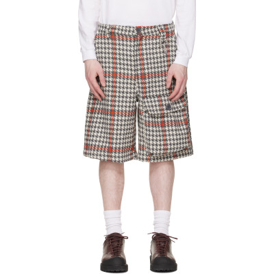 Reese Cooper — Reese Cooper White & Gray Wool Houndstooth Patch Pocket Shorts