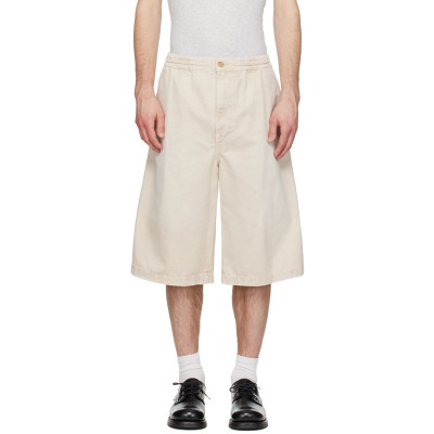 Solid Homme — Solid Homme Beige Faded Denim Shorts