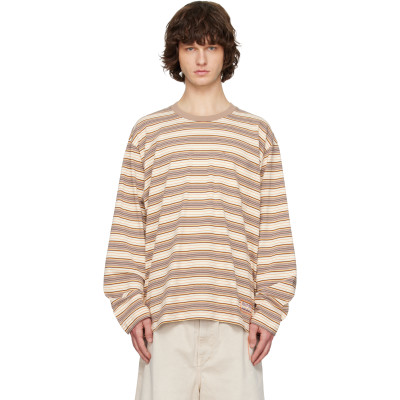 Solid Homme — Solid Homme Brown & Off-White Striped Long Sleeve T-shirt