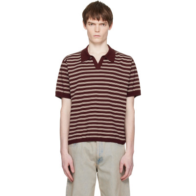 COOR — COOR Red Open-Collar Stripe Polo
