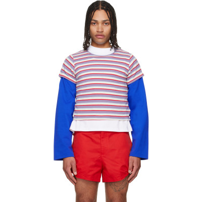 LII — LII Purple & Red Cropped Stripe T-shirt