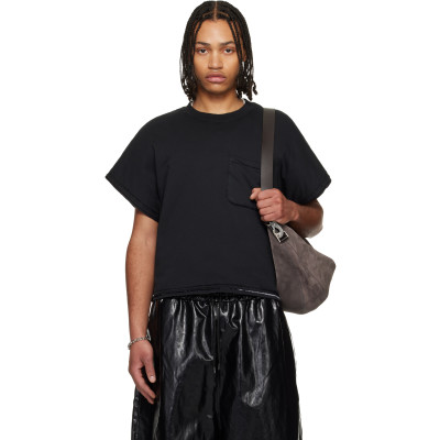 LU'U DAN — LU'U DAN Black Wadded Pocket T-shirt