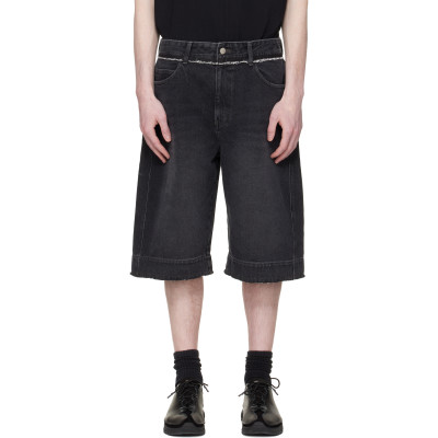 RE;CODE — RE;CODE Black Raw Edge Denim Shorts