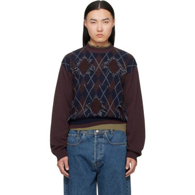 Magliano — Magliano Burgundy & Blue Uncle Sweater