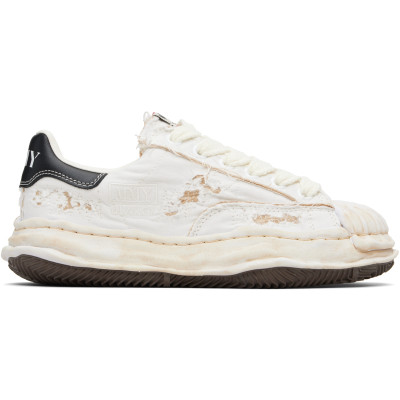 Maison MIHARA YASUHIRO — Maison MIHARA YASUHIRO Off-White 'Blakey' OG Sole Ripped Overdye Canvas Sneakers