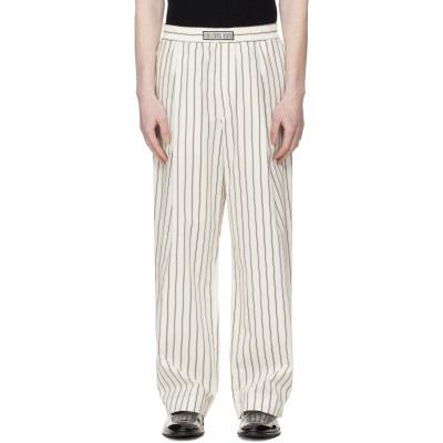 LGN Louis Gabriel Nouchi — LGN Louis Gabriel Nouchi White Wide-Leg Striped Jogging Trousers