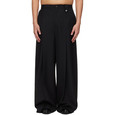 EGONlab — EGONlab Black Fluid Tailored Wide Leg Trousers