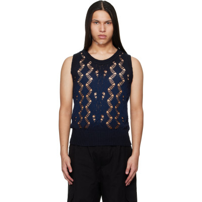 EGONlab — EGONlab Navy Textured Knit Tank Top