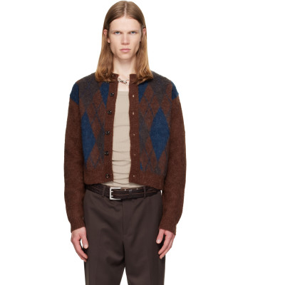 TONYWACK — TONYWACK Brown Brushed Argyle Cardigan