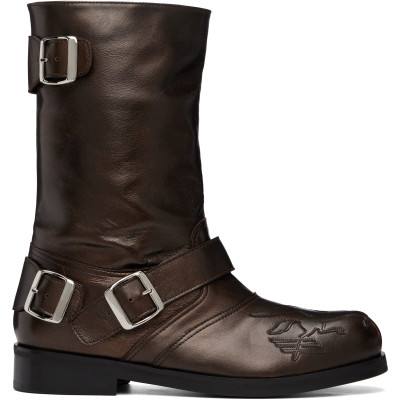 Stefan Cooke — Stefan Cooke Brown Pegasus Biker Boots