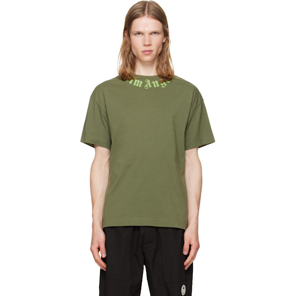 Palm Angels — Palm Angels Khaki Neck Logo Regular T-shirt