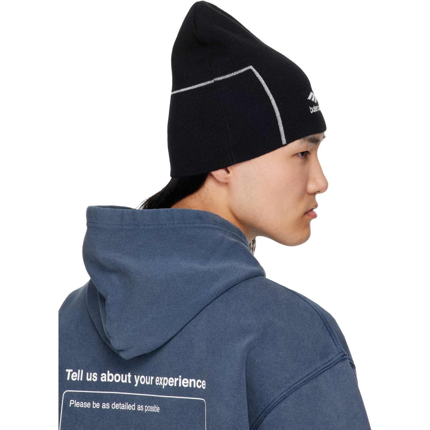 Balenciaga Unity Sports Logo Embroidered Beanie in 1077 Black