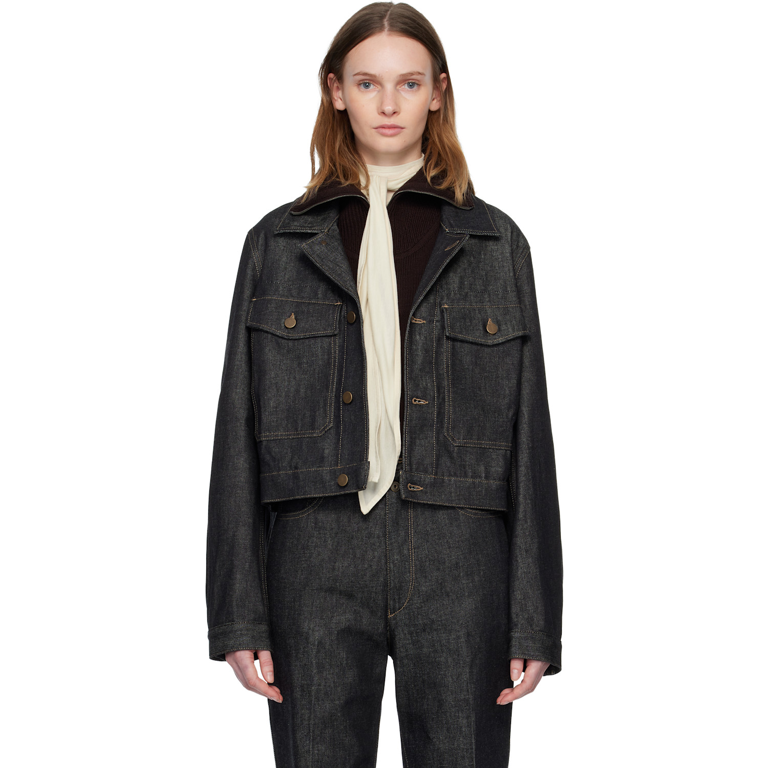LEMAIRE Black Crombie Coat | Smart Closet