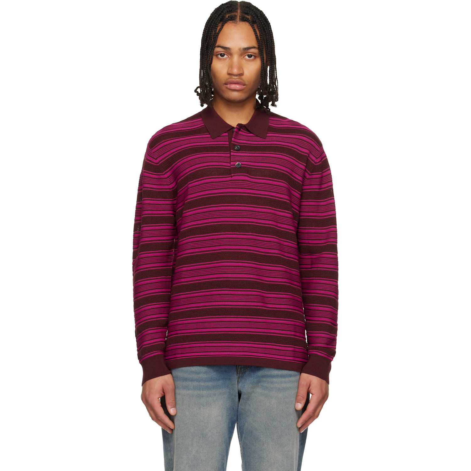 Wales Bonner Valley Textured-knit Polo Shirt | Smart Closet