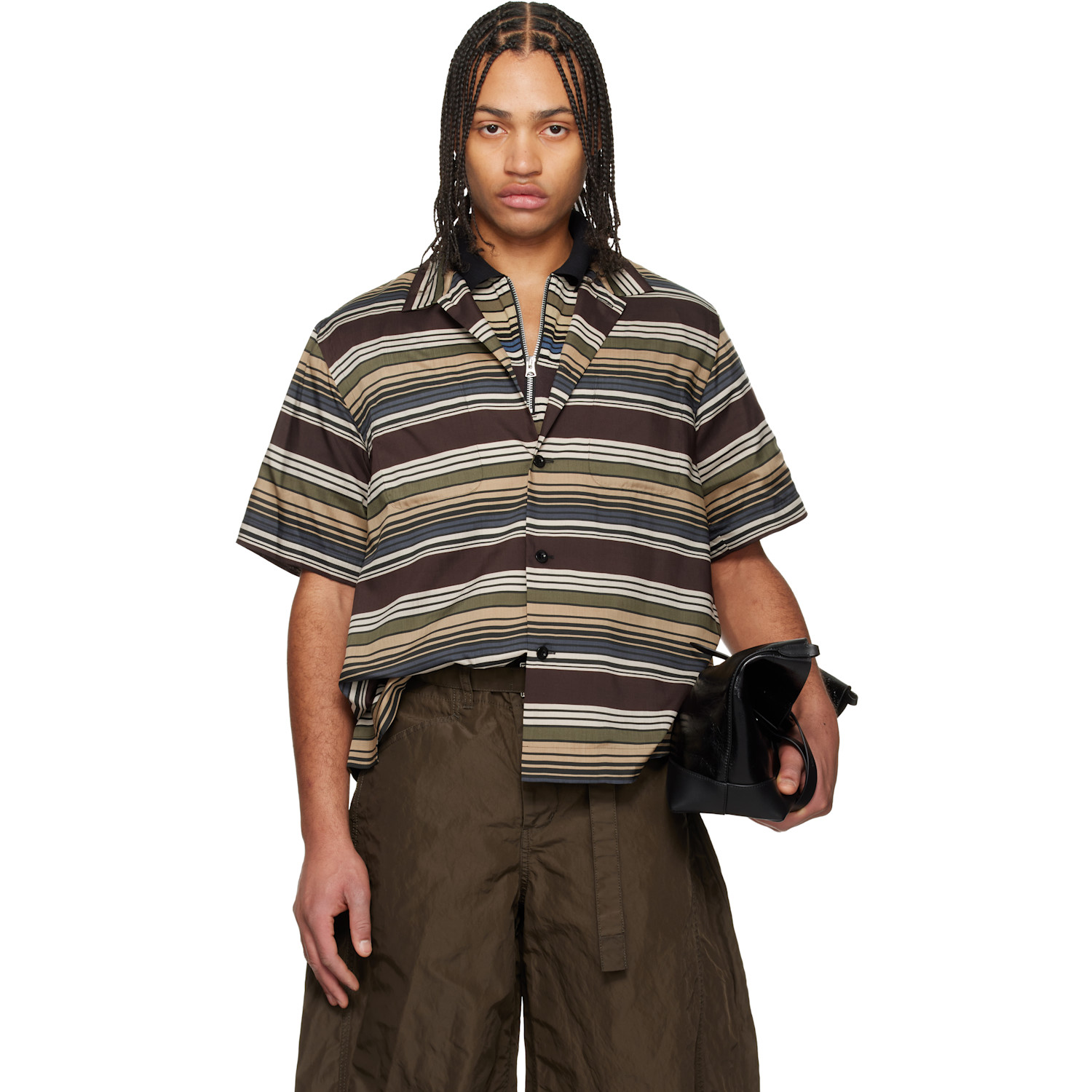 SACAI Men's x Eric Haze Striped Short-Sleeve Striped Shirt | Smart