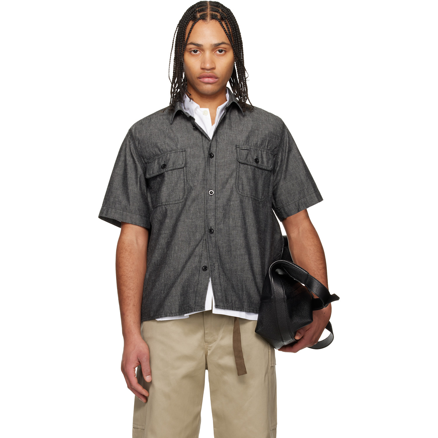 SACAI Men's x Eric Haze Striped Short-Sleeve Striped Shirt | Smart